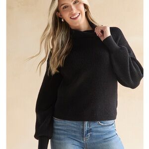 Francesca's Collections Black Cowl Neck Sweater